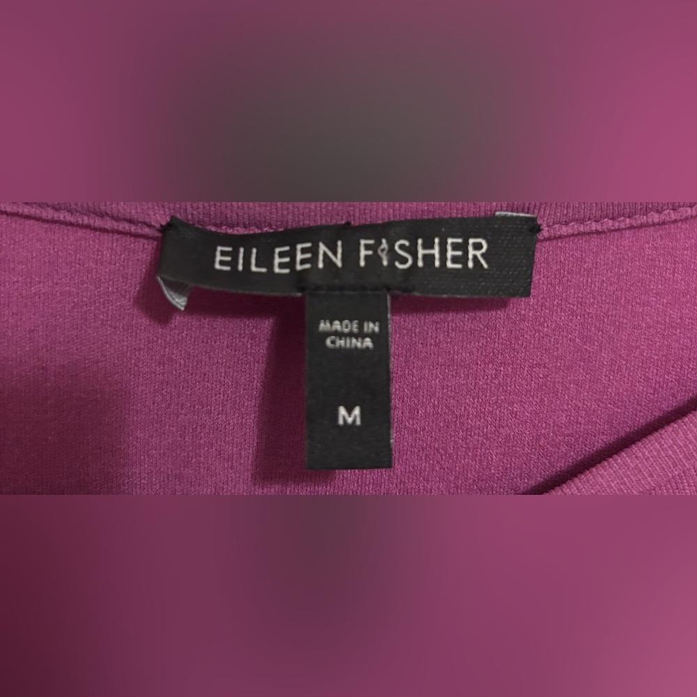 Eileen Fisher Purple 100% Silk Long Sleeve Knit Top Women’s Size Medium - Picture 3 of 4